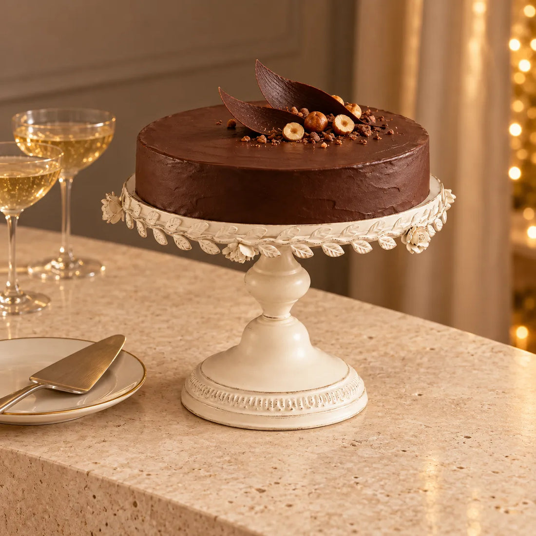 Présentoir à Gâteau Rétro à Feuillages vintage