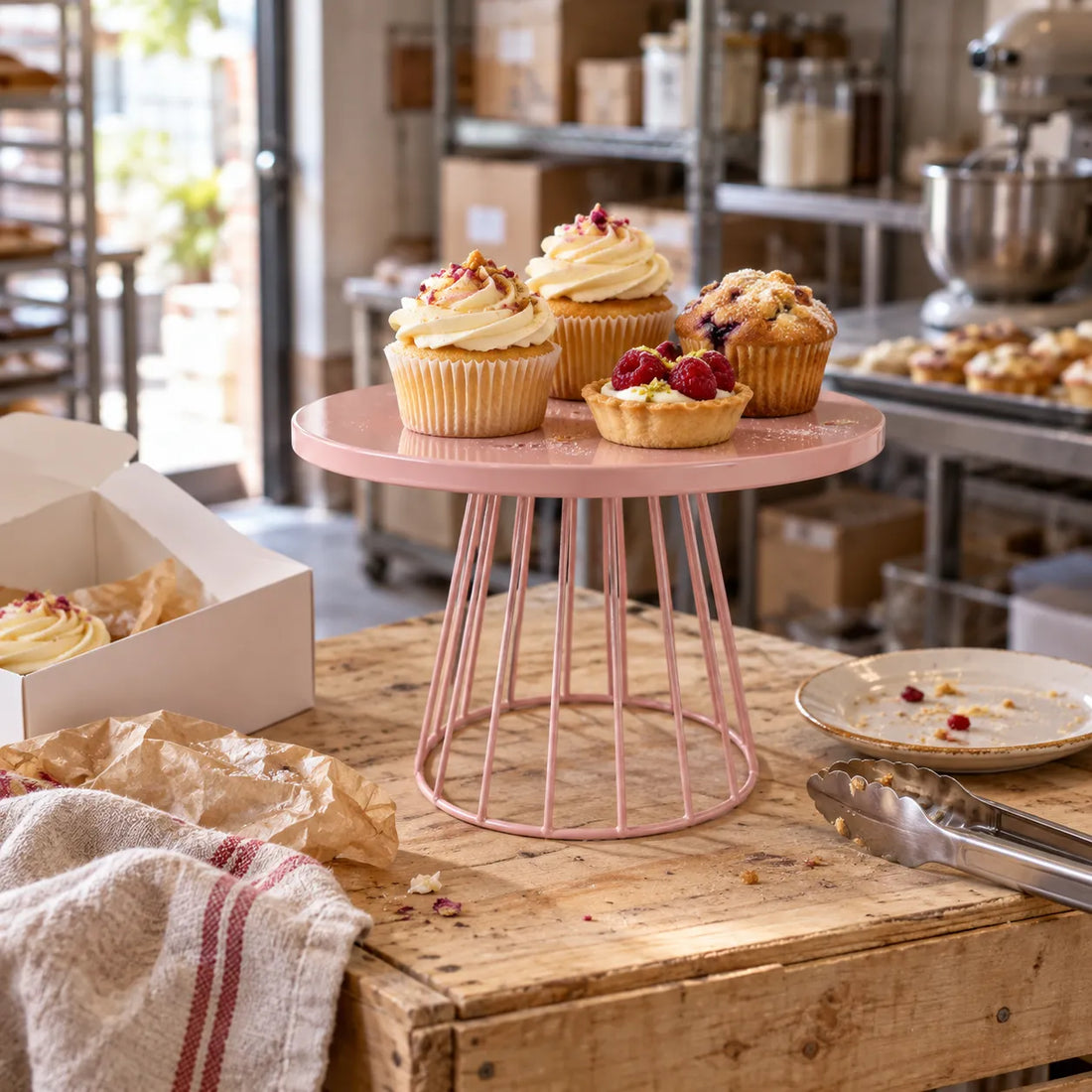 Présentoir à Gâteau Rose En Métal Design