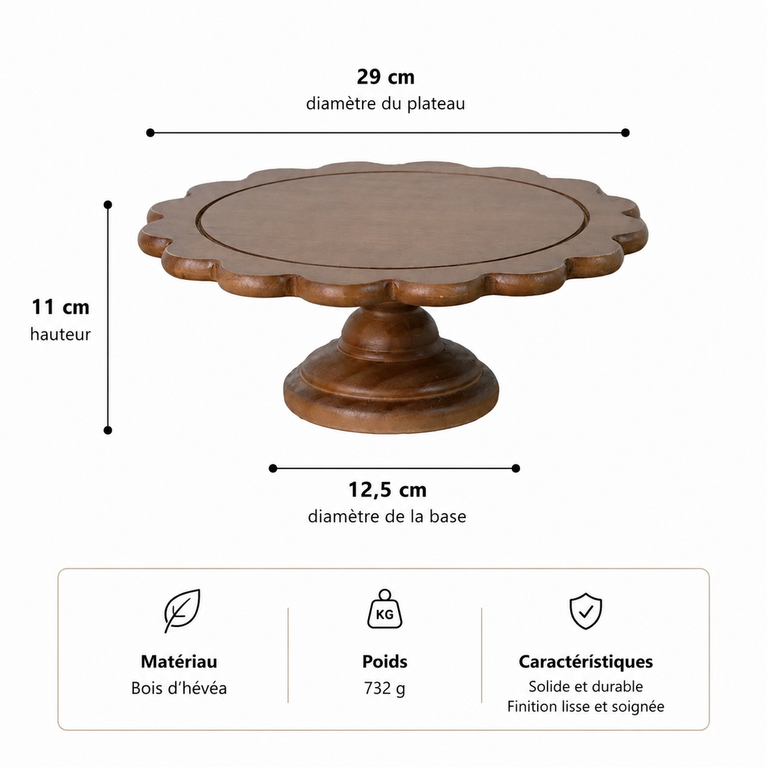 Présentoir à Gâteau en Bois Rustique Dimension