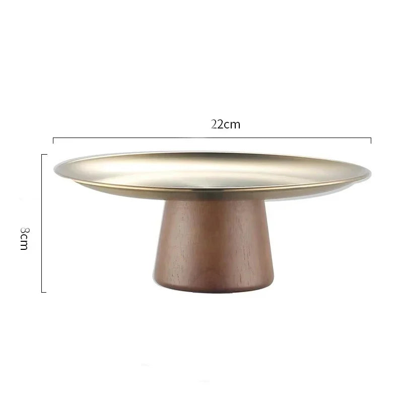 Présentoir à Gâteau en Bois et Inox Doré Sophistiqué