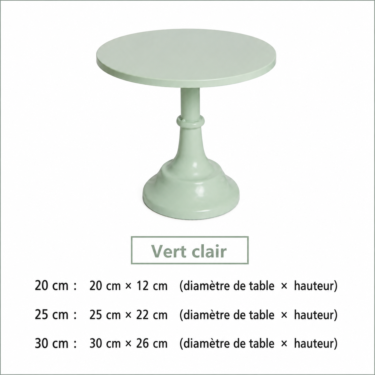 Présentoir à Gâteau vert Pastel Dimensions