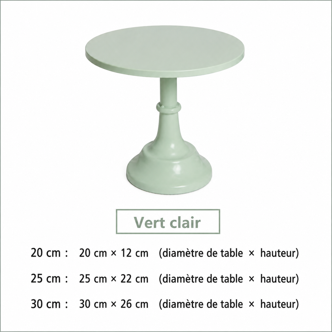 Présentoir à Gâteau vert Pastel Dimensions