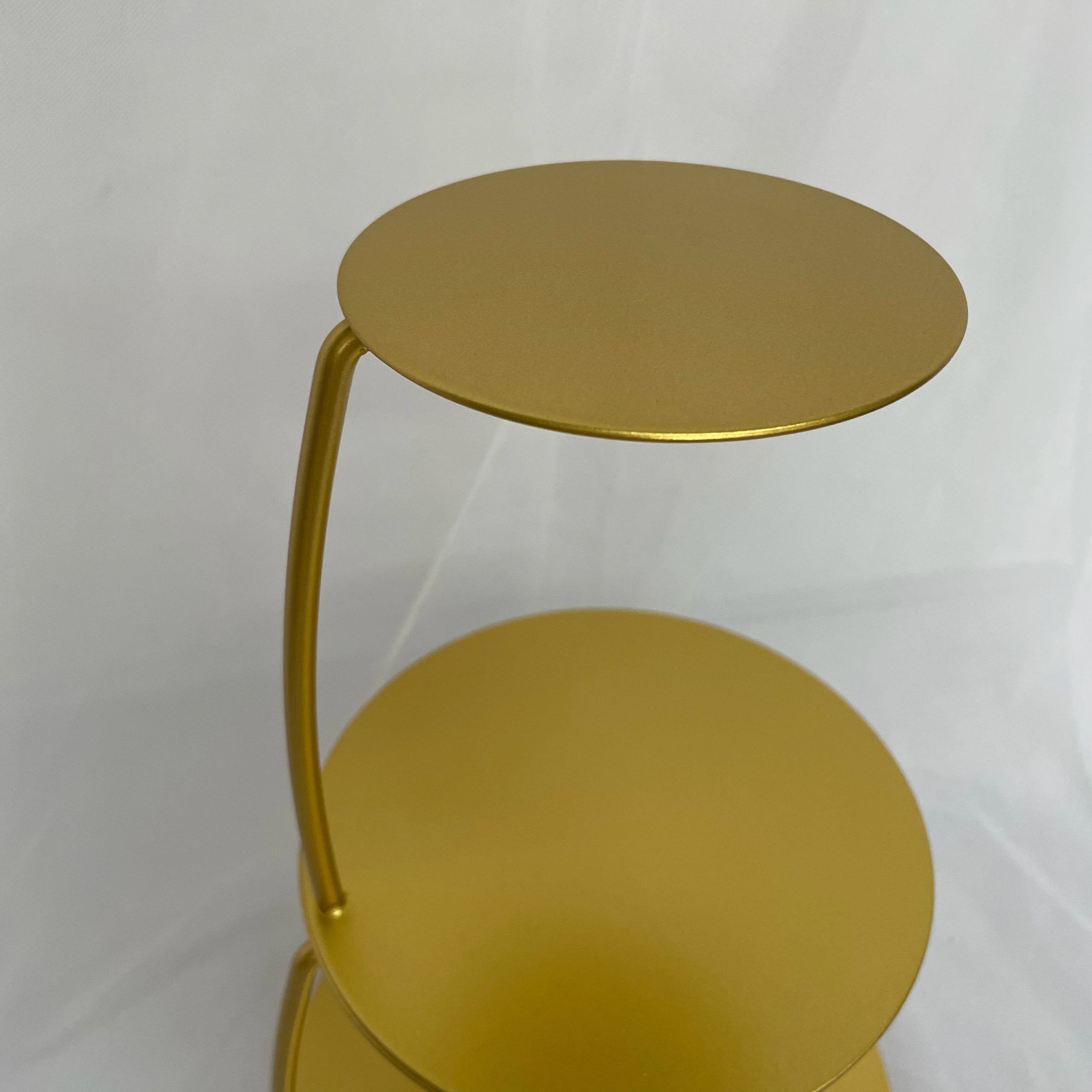 Présentoir à Gâteaux 2 Niveaux Doré Moderne