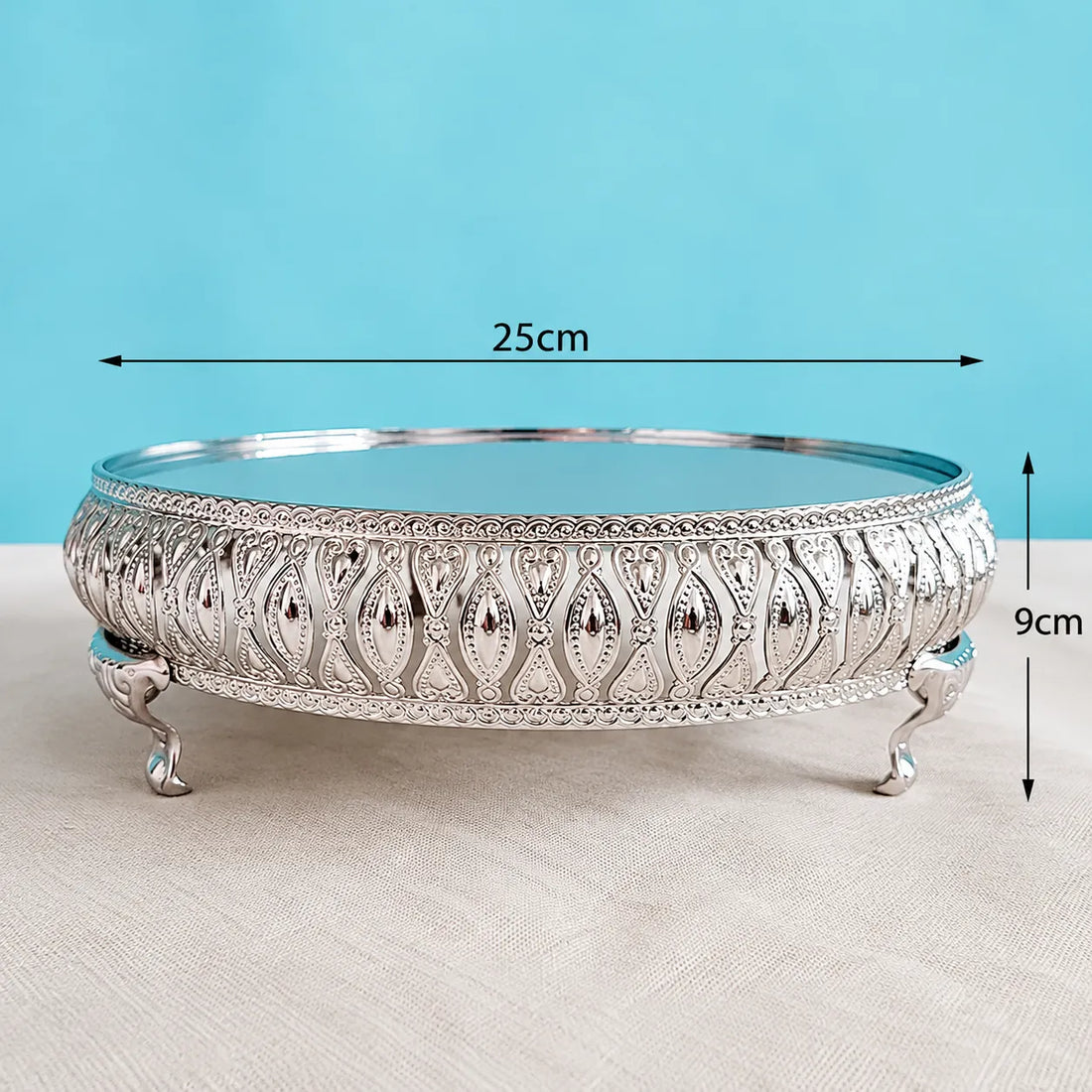 Présentoir Gâteaux Argenté à Miroir Taille S