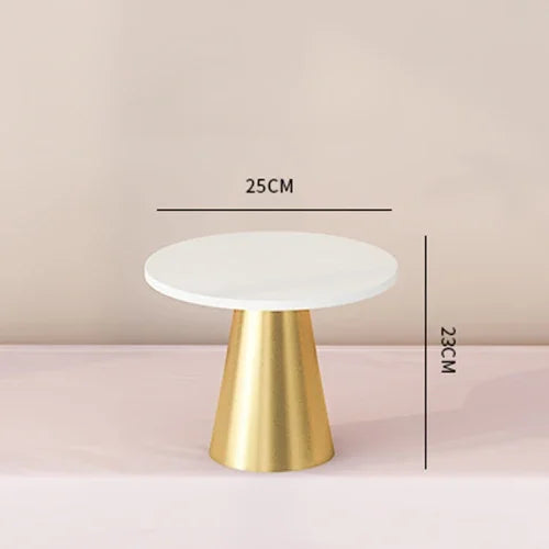 Présentoir à Gâteaux Blanc et Doré Moyen