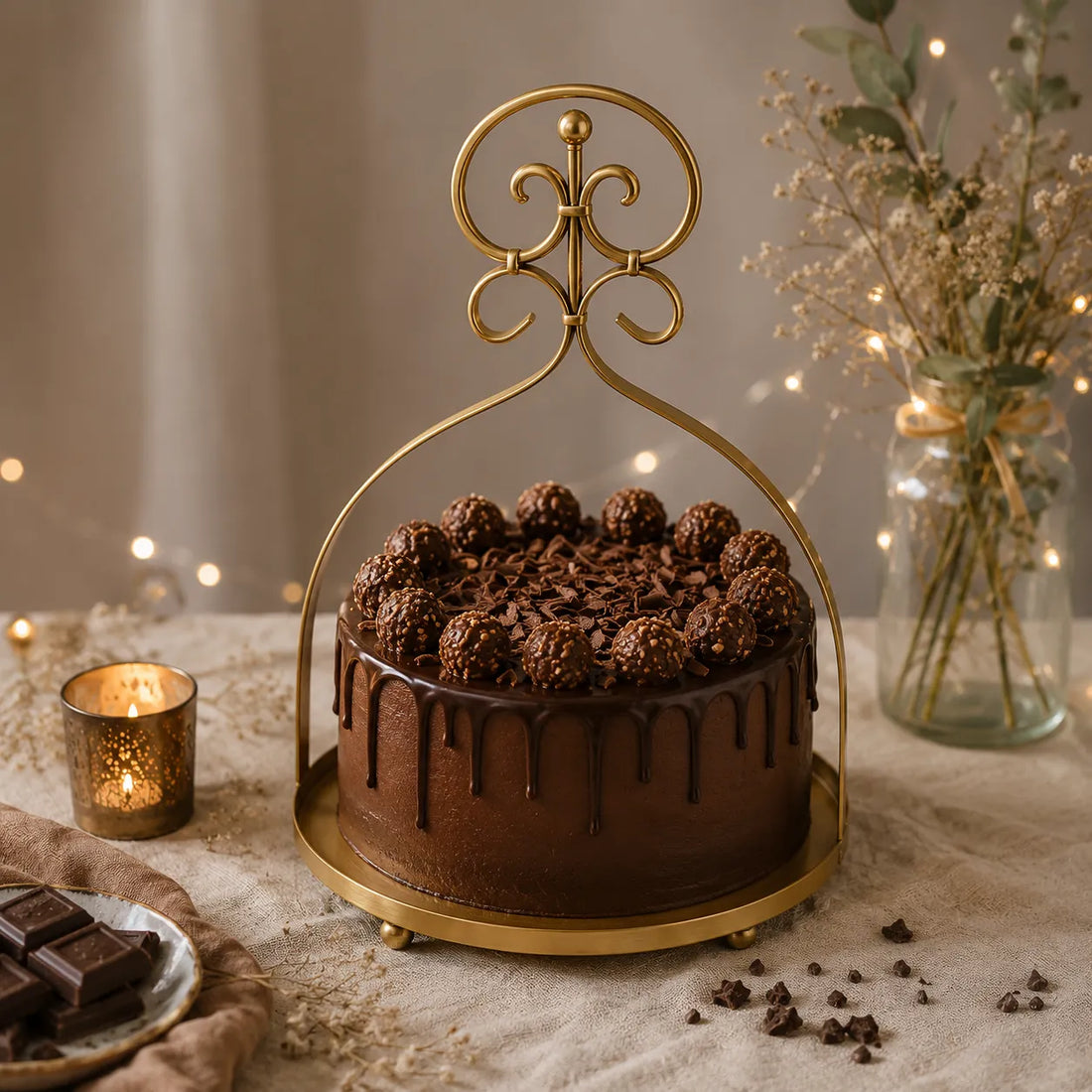 Présentoir à Gâteaux Doré Design Elégant