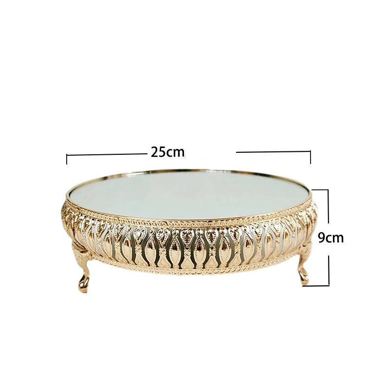 Présentoir Gâteaux Doré à Miroir Moderne