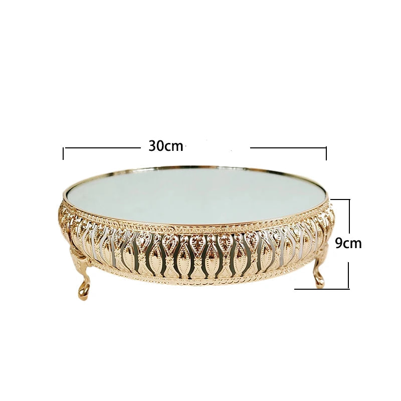Présentoir Gâteaux Doré à Miroir Sophistiqué