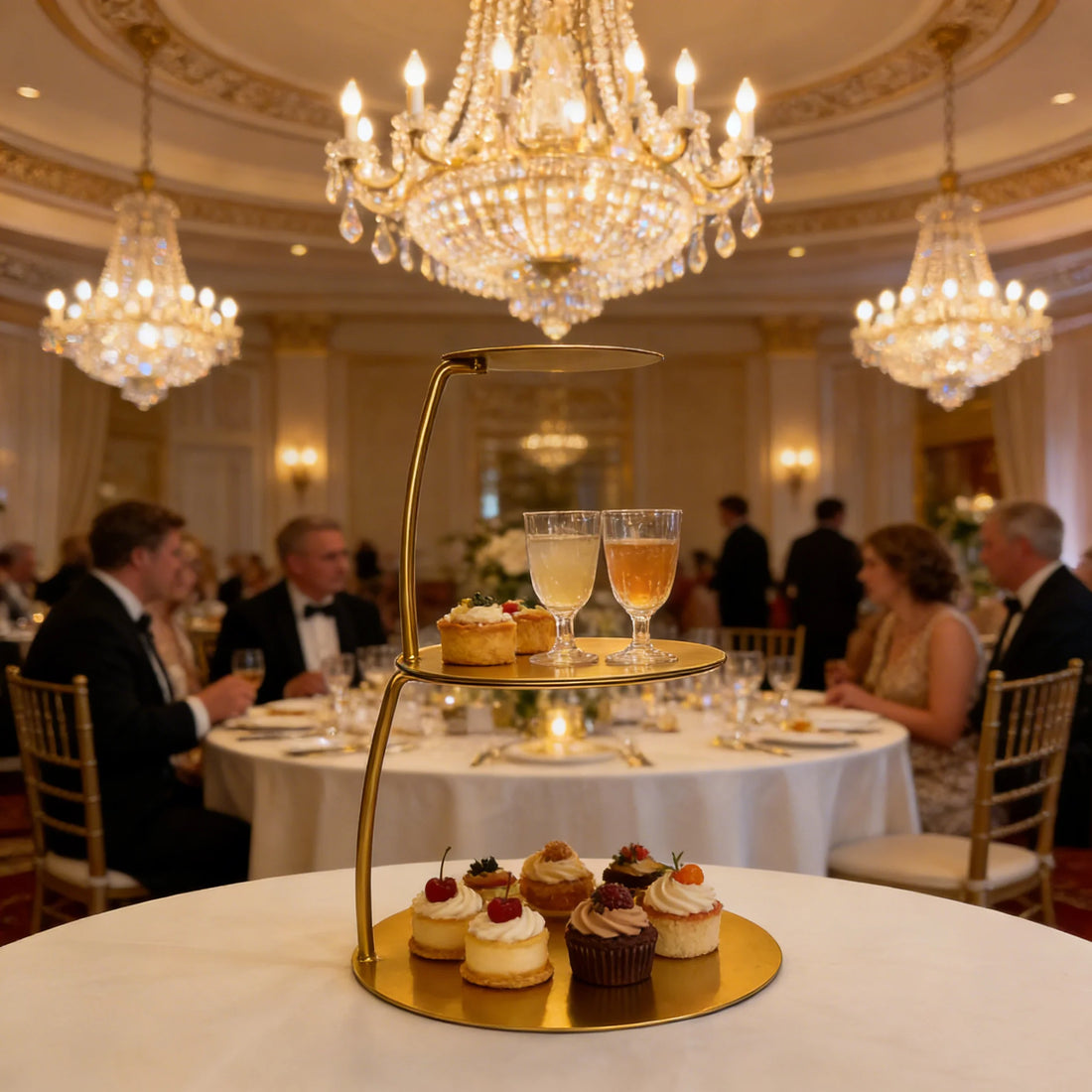 Présentoir à Gâteaux Rond Doré Unique
