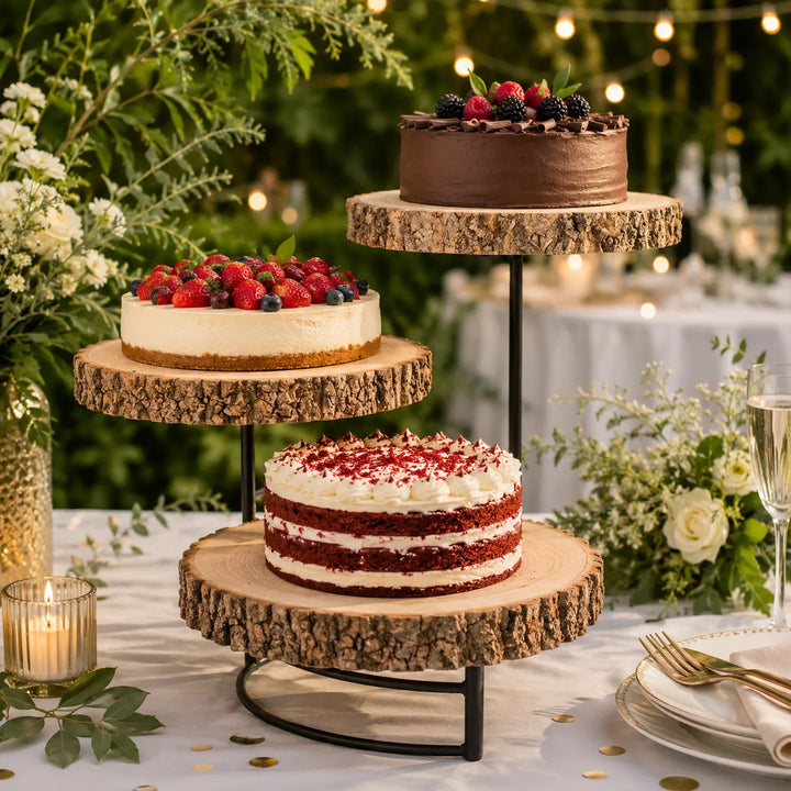 Présentoir à Gâteaux en Rondins de Bois