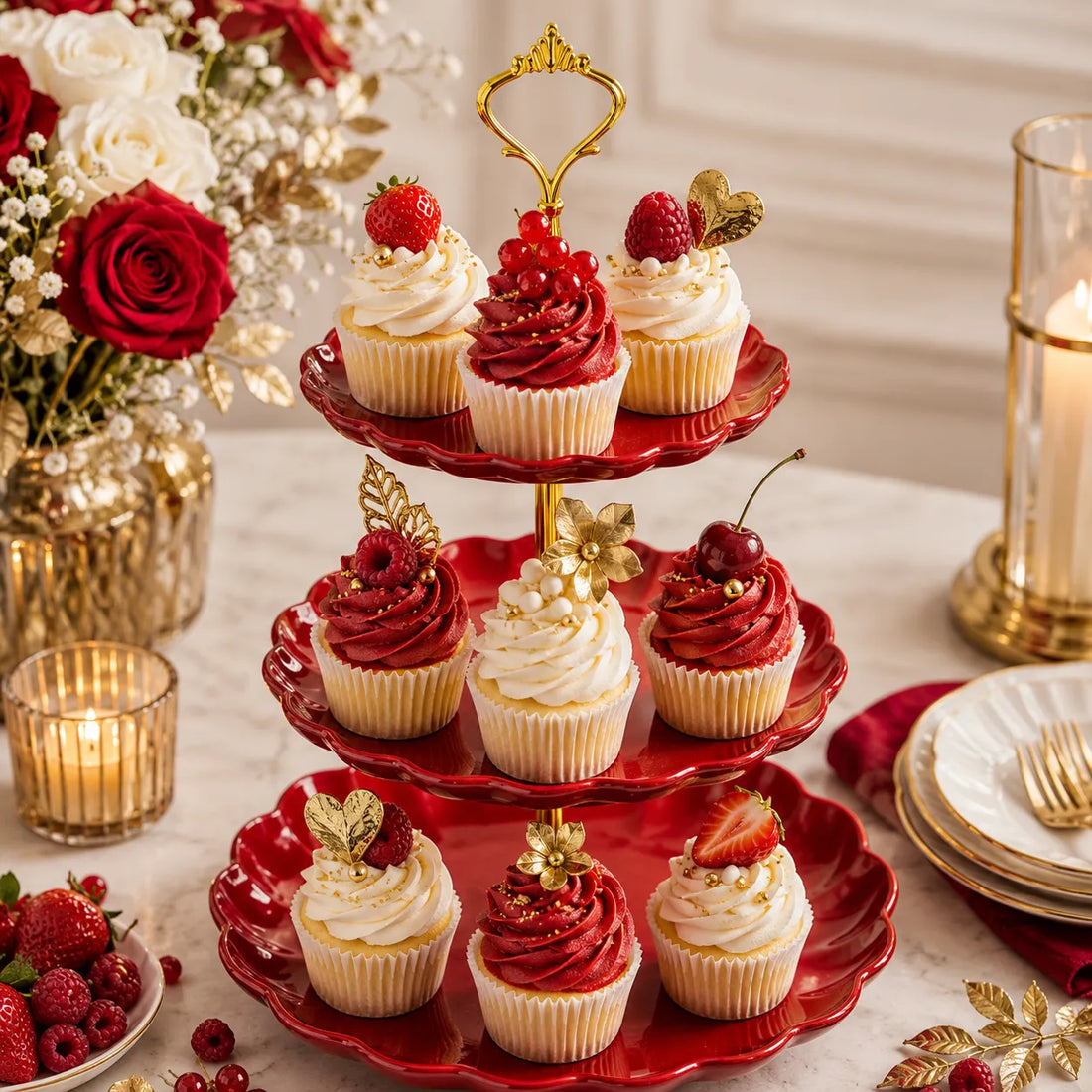 Présentoir Pour Cupcake En Plastique Rouge