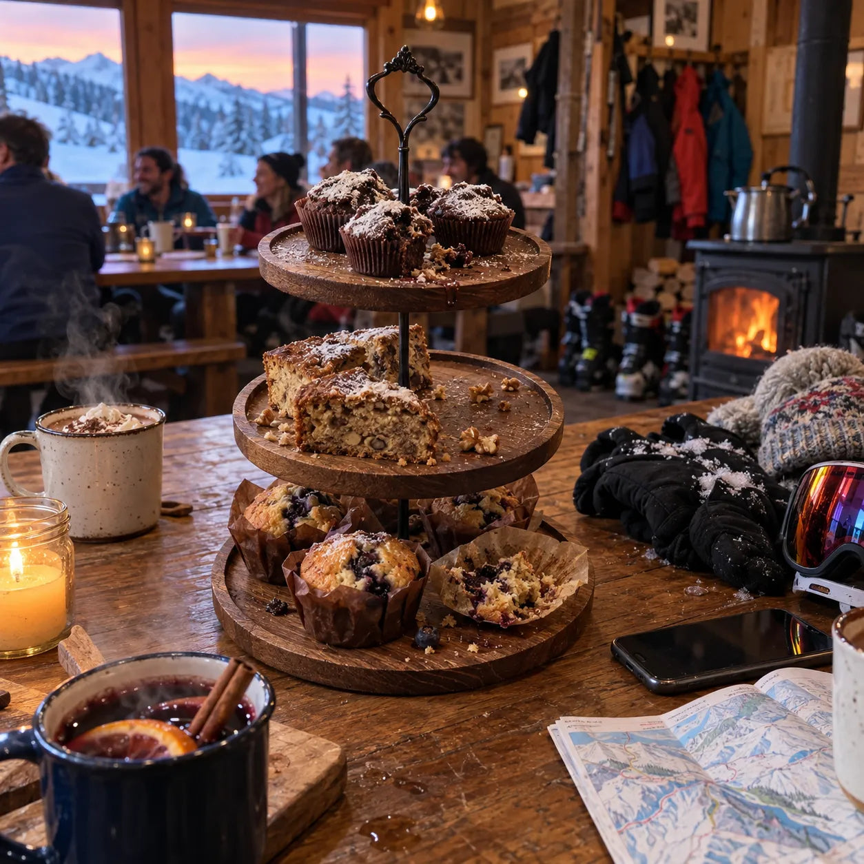 Présentoir Rond à Cupcake en Bois Foncé Naturel