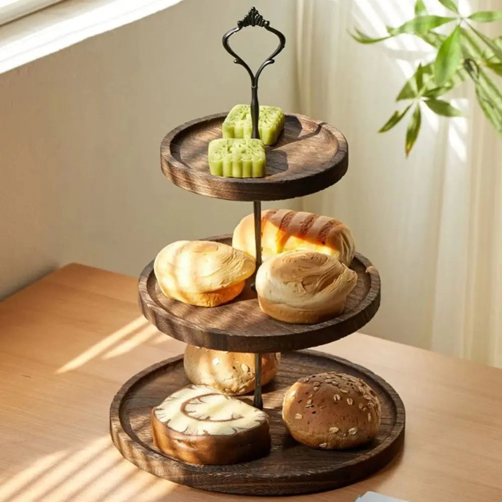 Présentoir Rond à Cupcake en Bois Foncé Unique