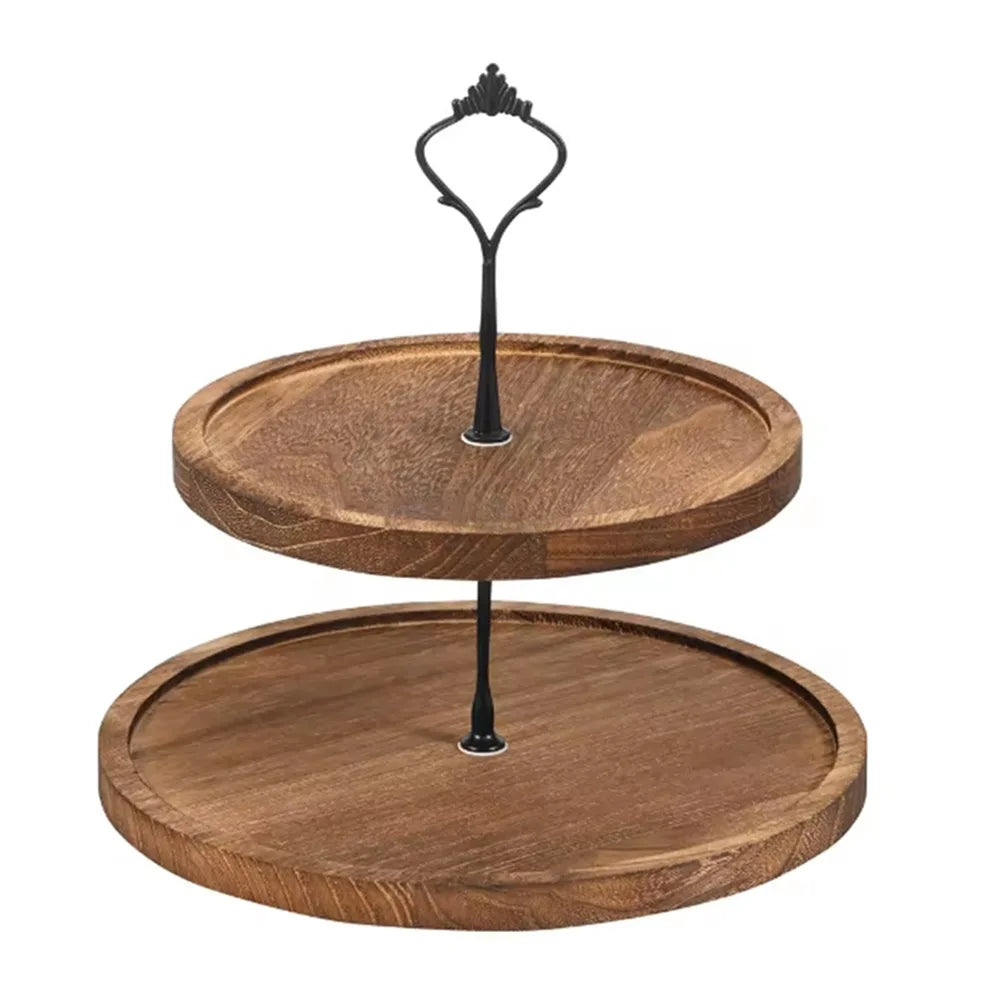 Présentoir Rond à Cupcake en Bois Foncé Unique Minimaliste