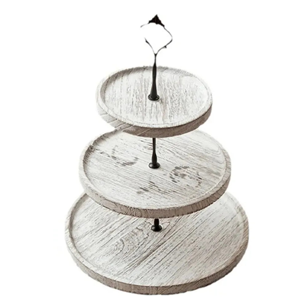 Présentoir Rond en Bois Blanc à Cupcakes Chic