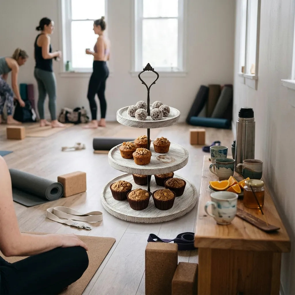 Présentoir Rond en Bois Blanc à Cupcakes Elégant