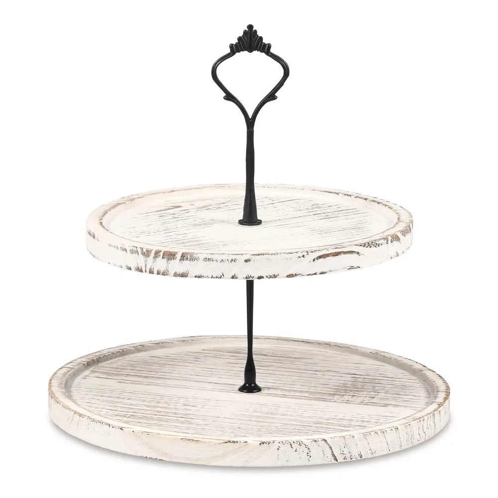 Présentoir Rond en Bois Blanc à Cupcakes Minimaliste
