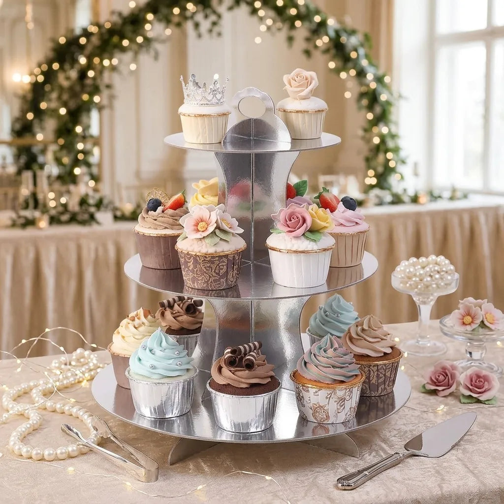 Présentoir à cupcake Argenté Moderne