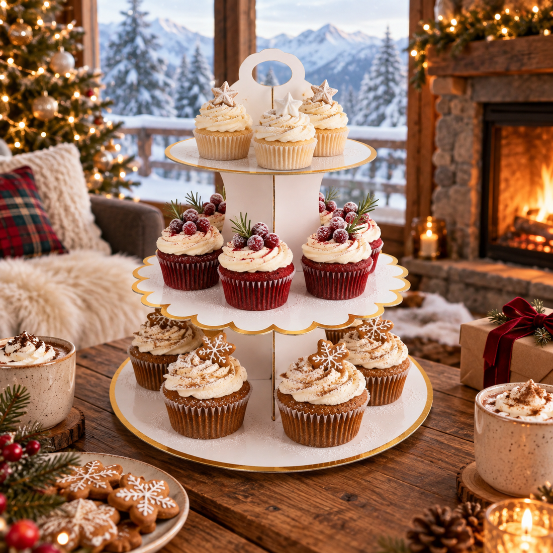 Présentoir à cupcake Blanc en Carton Design