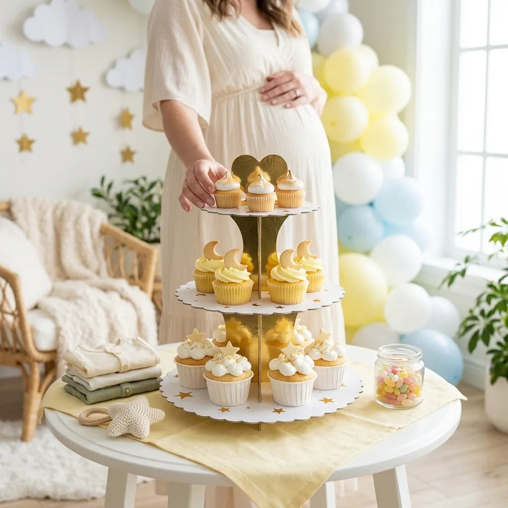 Présentoir à cupcake Blanc et Doré Design