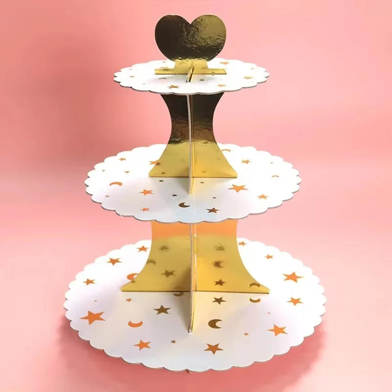 Présentoir à cupcake Blanc et Doré luxe