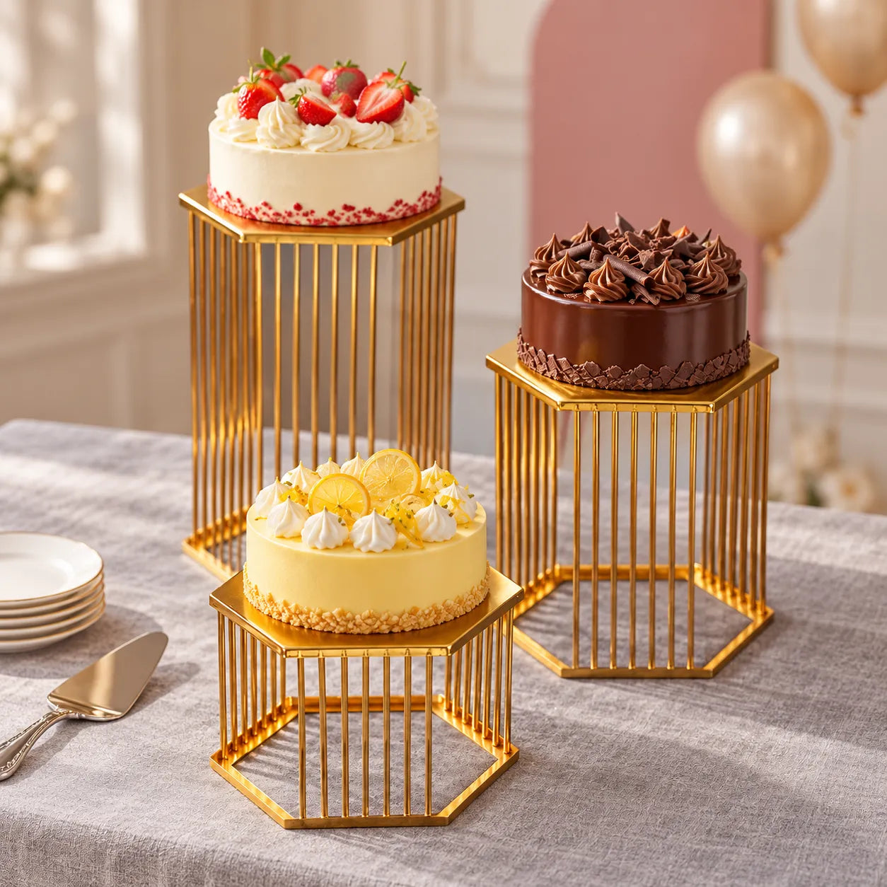 Présentoir de Gâteau Créatif Doré classe
