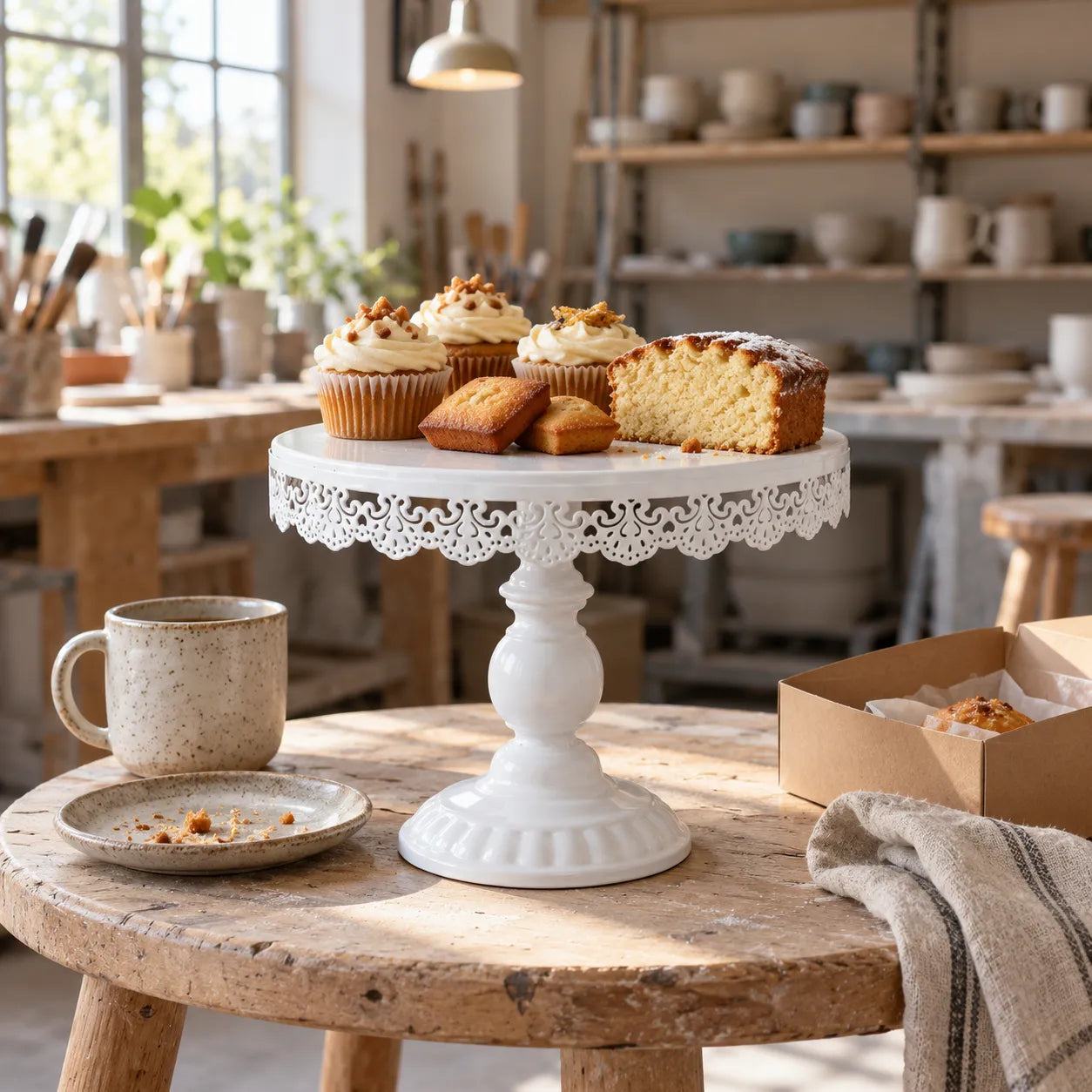 Présentoir de Gâteaux Blanc Elégant Cool