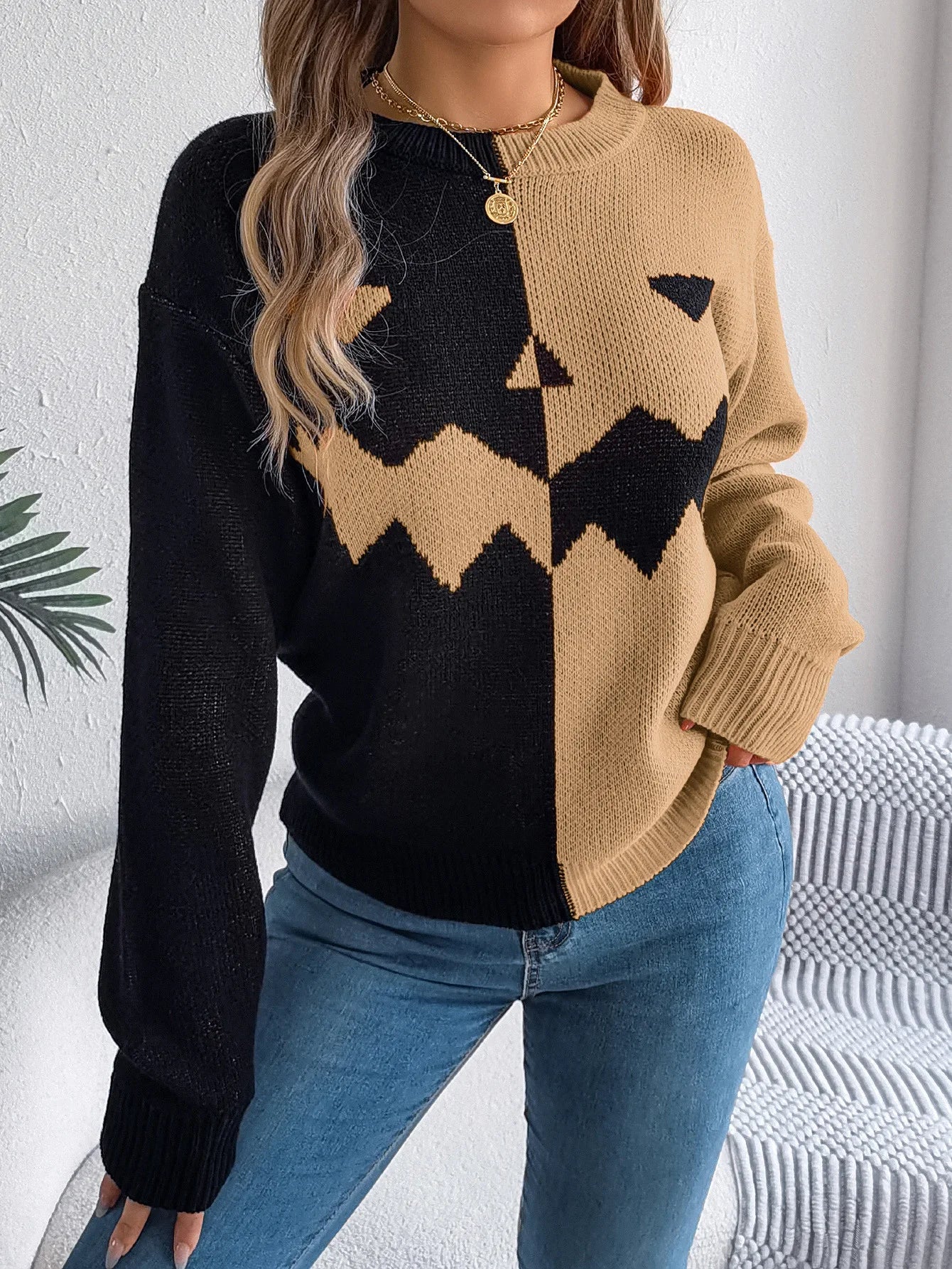Pull Chaud Halloween Beige