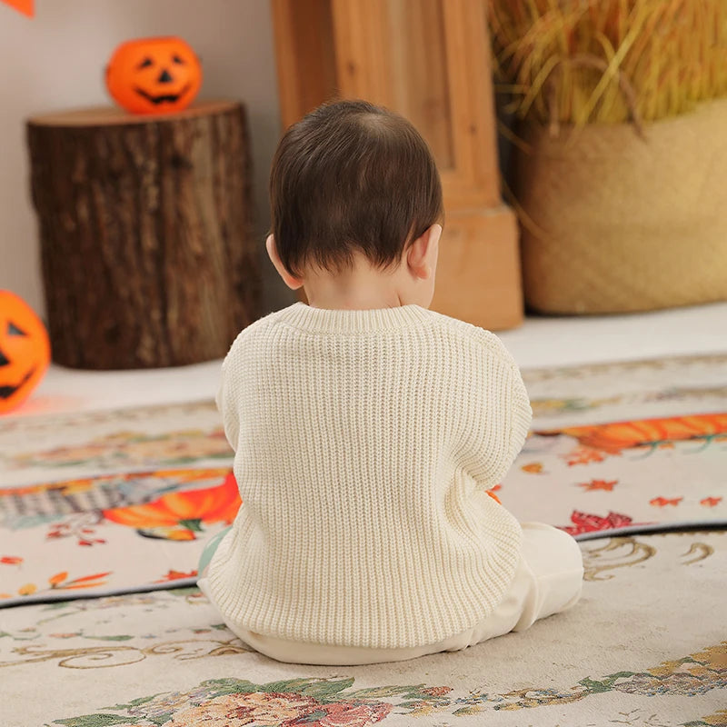 Pull Halloween Blanc Citrouilles Bébé Dos
