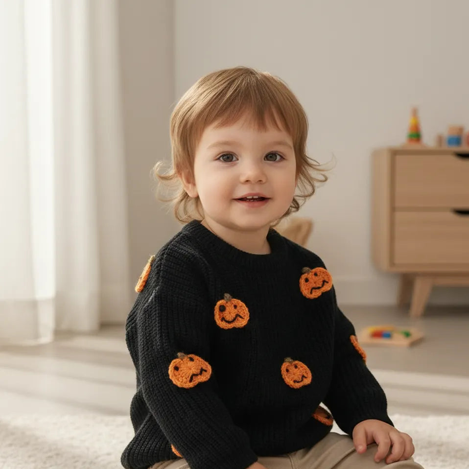 Pull Halloween Noir Citrouilles Bébé