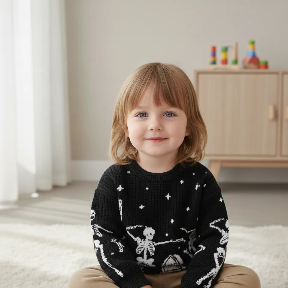 Pull Halloween Noir Squelettes