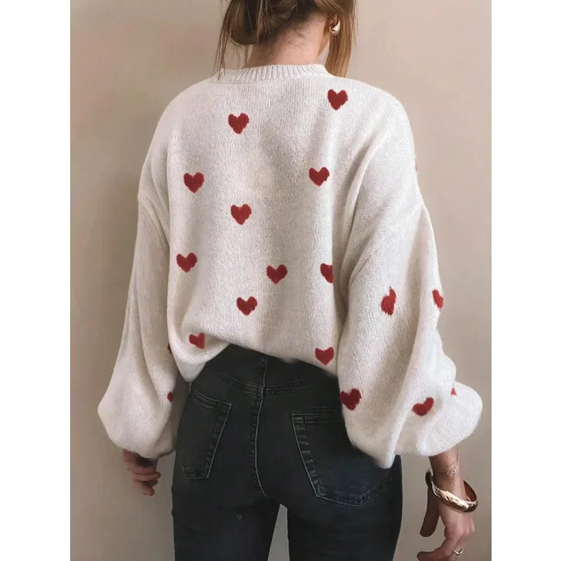 Pull Saint-Valentin à Cœurs Femme Chic