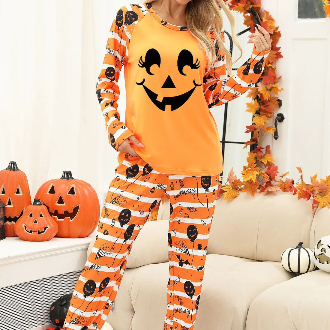 Pyjama Halloween Citrouille Femme