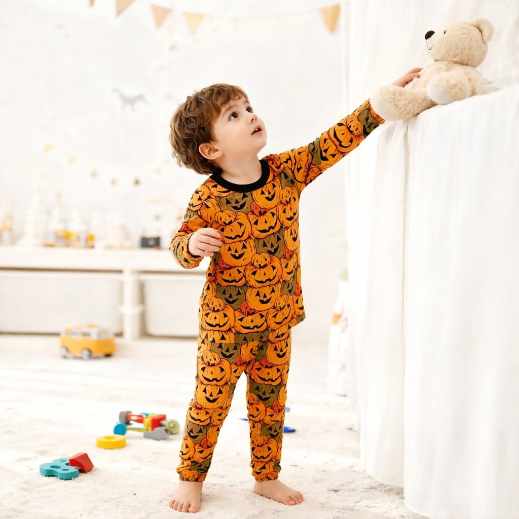 Pyjama Halloween Enfant Imprimé Citrouilles