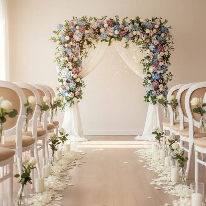 Rangée de Fleurs Artificielles Bleues déco Arc