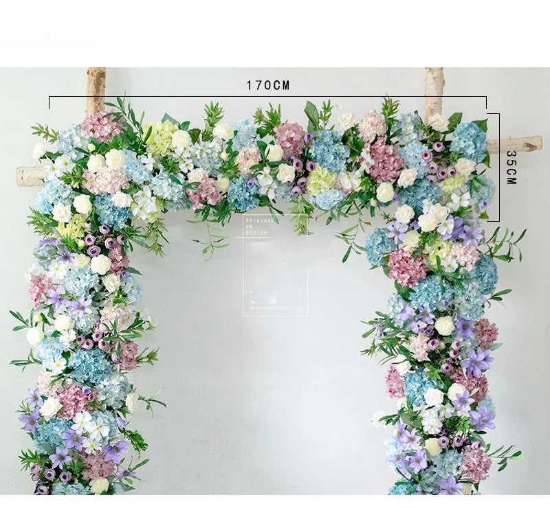 Rangée de Fleurs Artificielles Bleues déco Arc Elégante