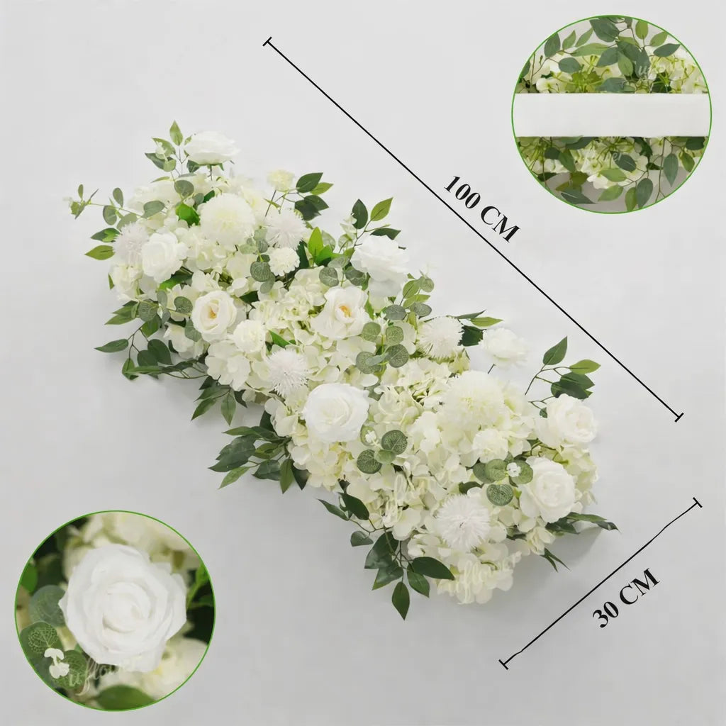 Rangée de Fleurs Blanches pour Table Raffiné