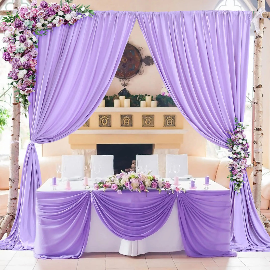 Rideau Arrière-Plan Mariage Violet Chic