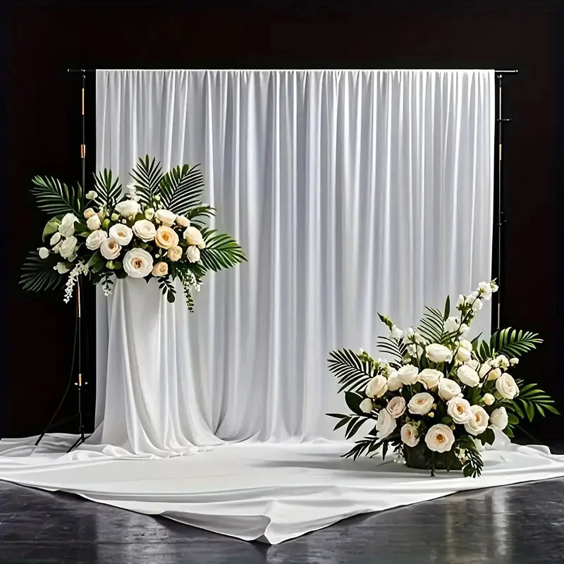 Rideau Blanc Toile de Fond Mariage en Satin Chic