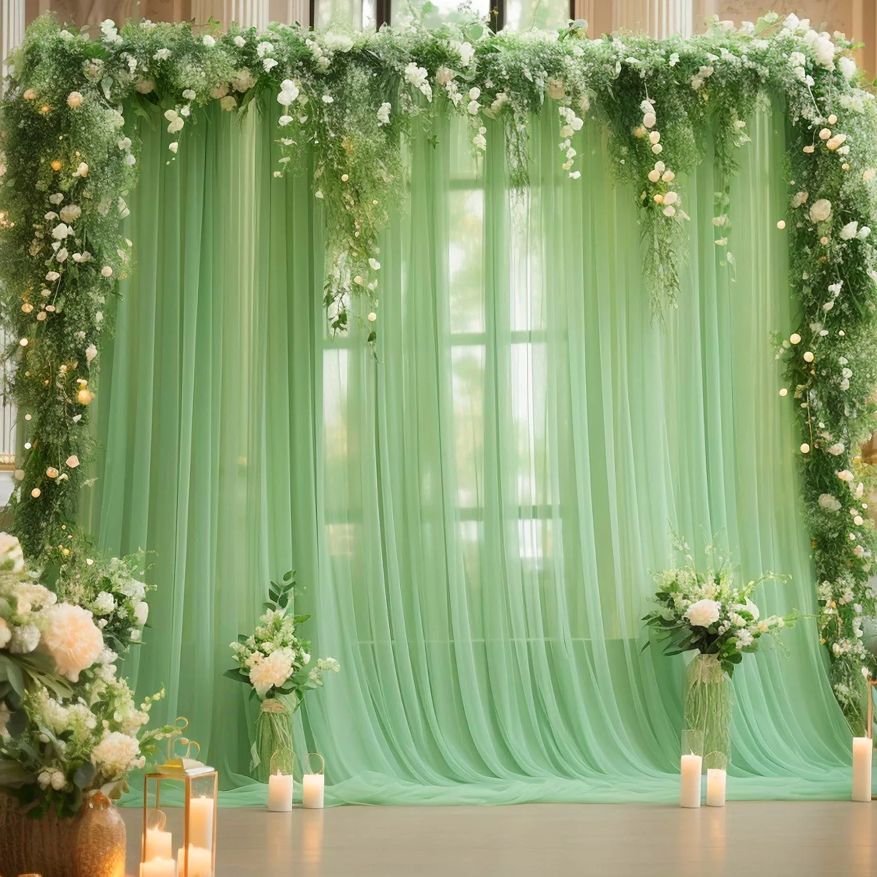 Rideau Déco Mariage Vert Chic