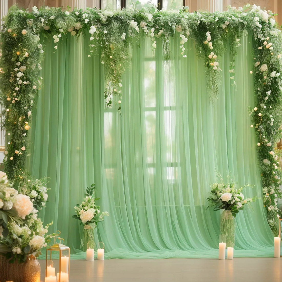 Rideau Déco Mariage Vert Chic