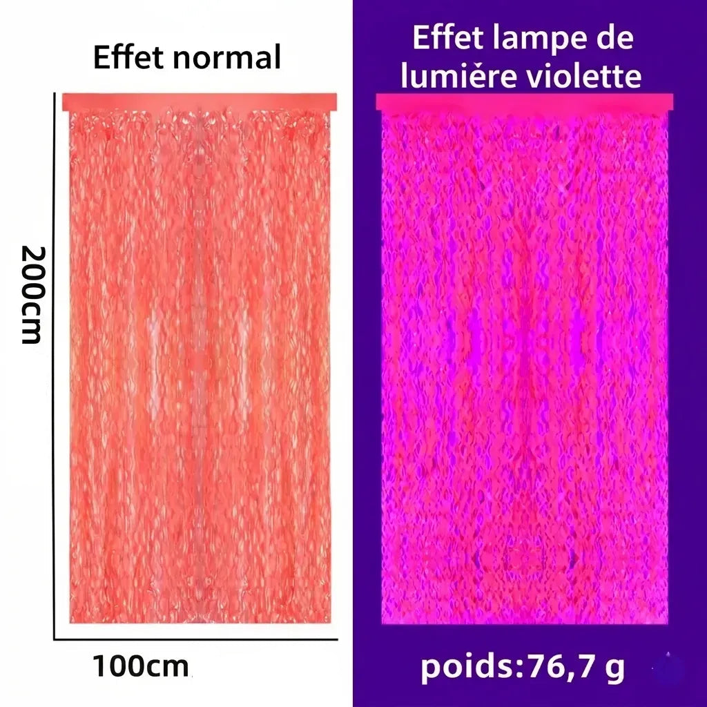 Rideau à Franges Frisés Rose Fluorescent  Unique