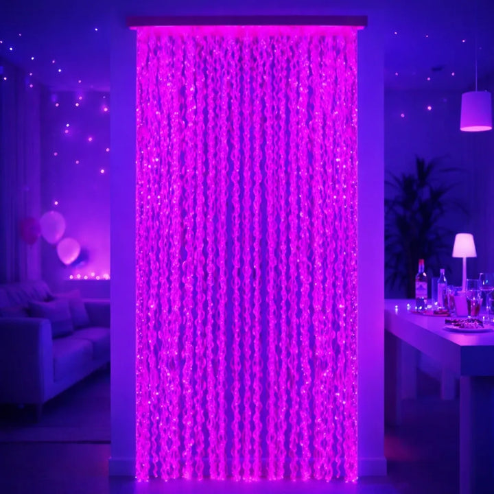 Rideau à Franges Ondulés Fuchsia Fluorescent