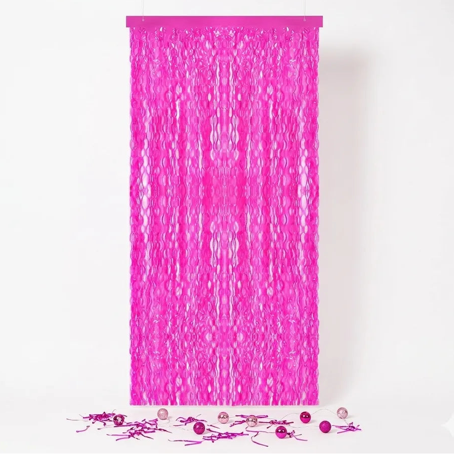 Rideau à Franges Ondulés Fuchsia Fluorescent Unique