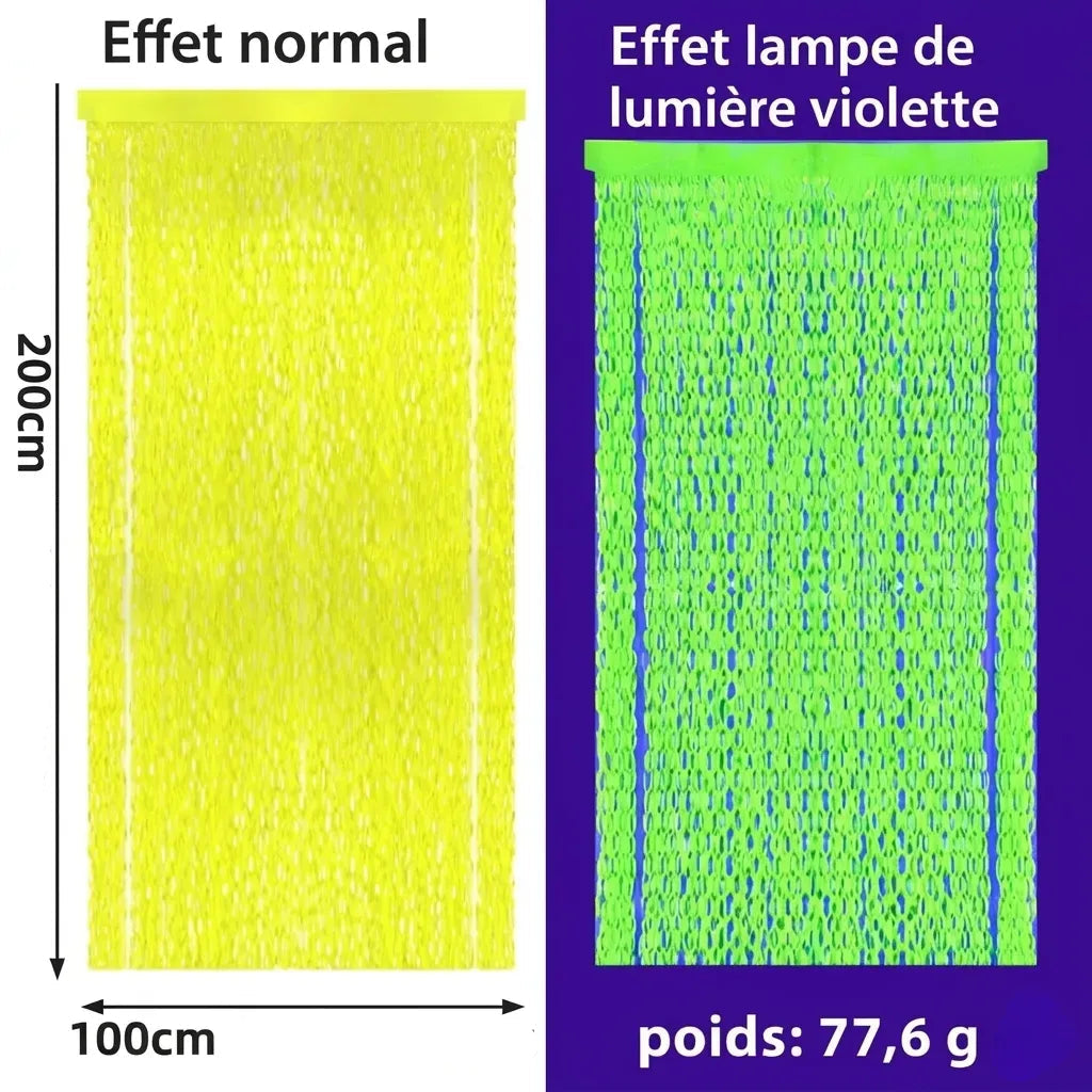 Rideau à Franges Ondulés Jaune Fluorescent Lumineux