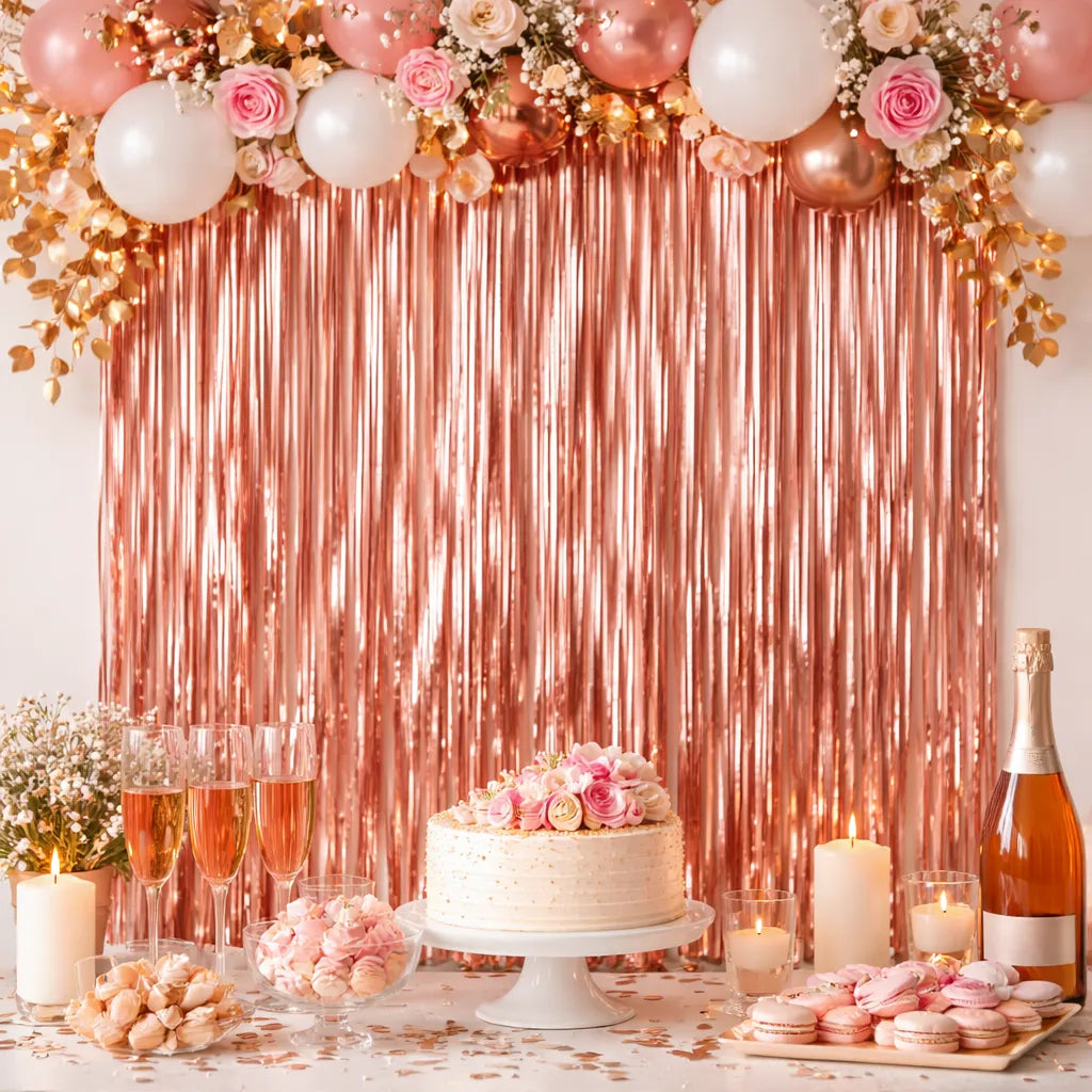 Rideau à Franges Rose Gold Mate Festive