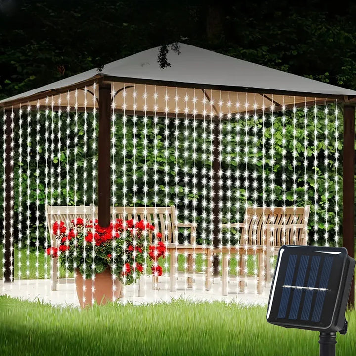 Rideau Lumineux Extérieur Solaire Blanc Froid