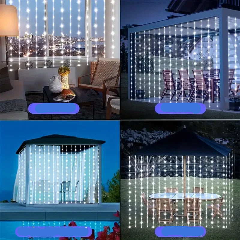 Rideau Lumineux Extérieur Solaire Blanc Froid stylé