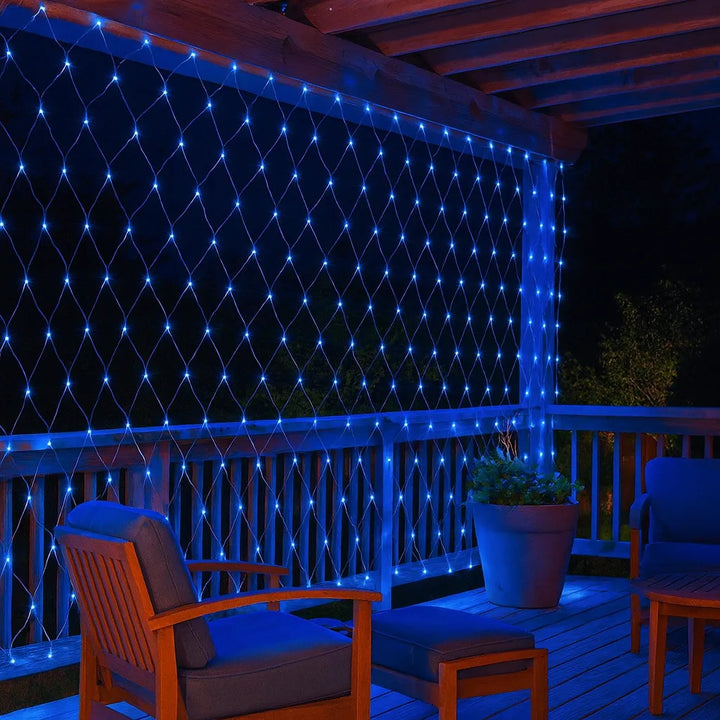 Rideau Lumineux Filet Bleu