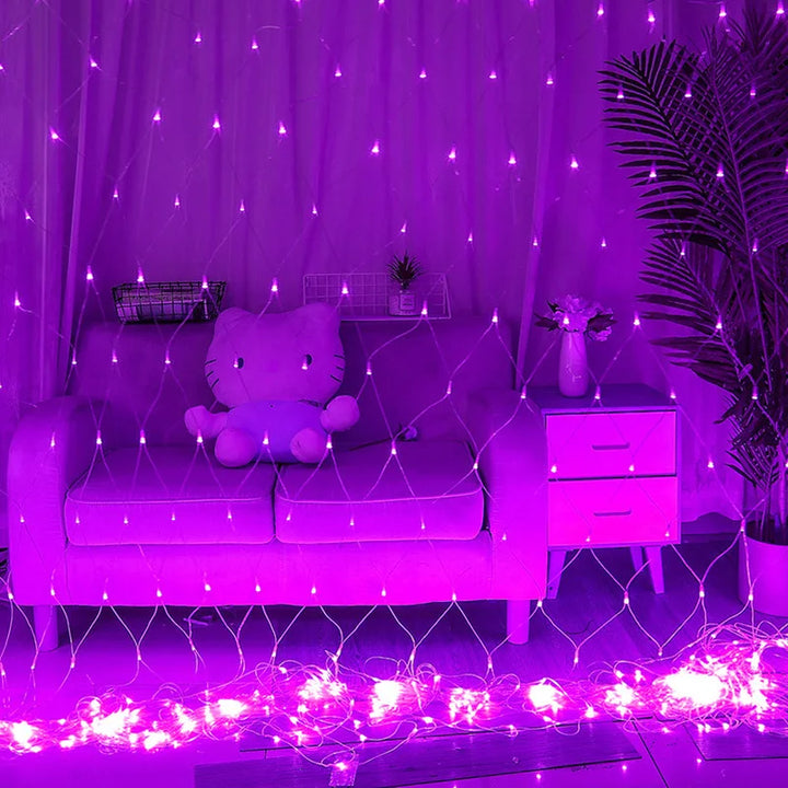 Rideau Lumineux Filet Violet